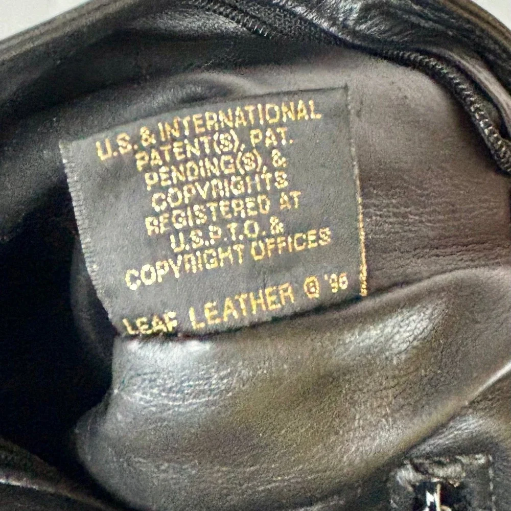 Leaf Leather C.L. Whiting  Black Brown Embossed Crossbody Bucket Bag USA Made